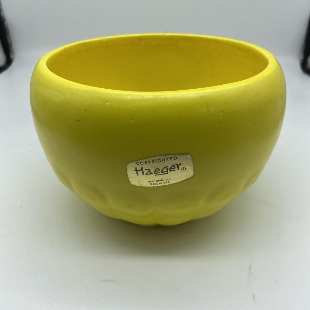 Vintage Haeger Pottery Yellow Hobnail Bowl Planter Mid Century Modern Matte 5.5"